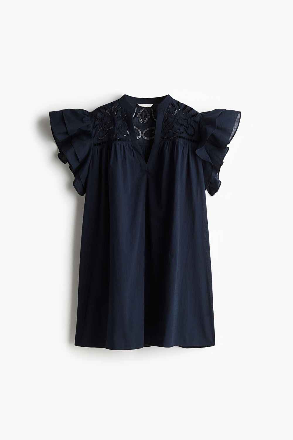 Платье с рукавами-воланами и вышивкой - H&M
