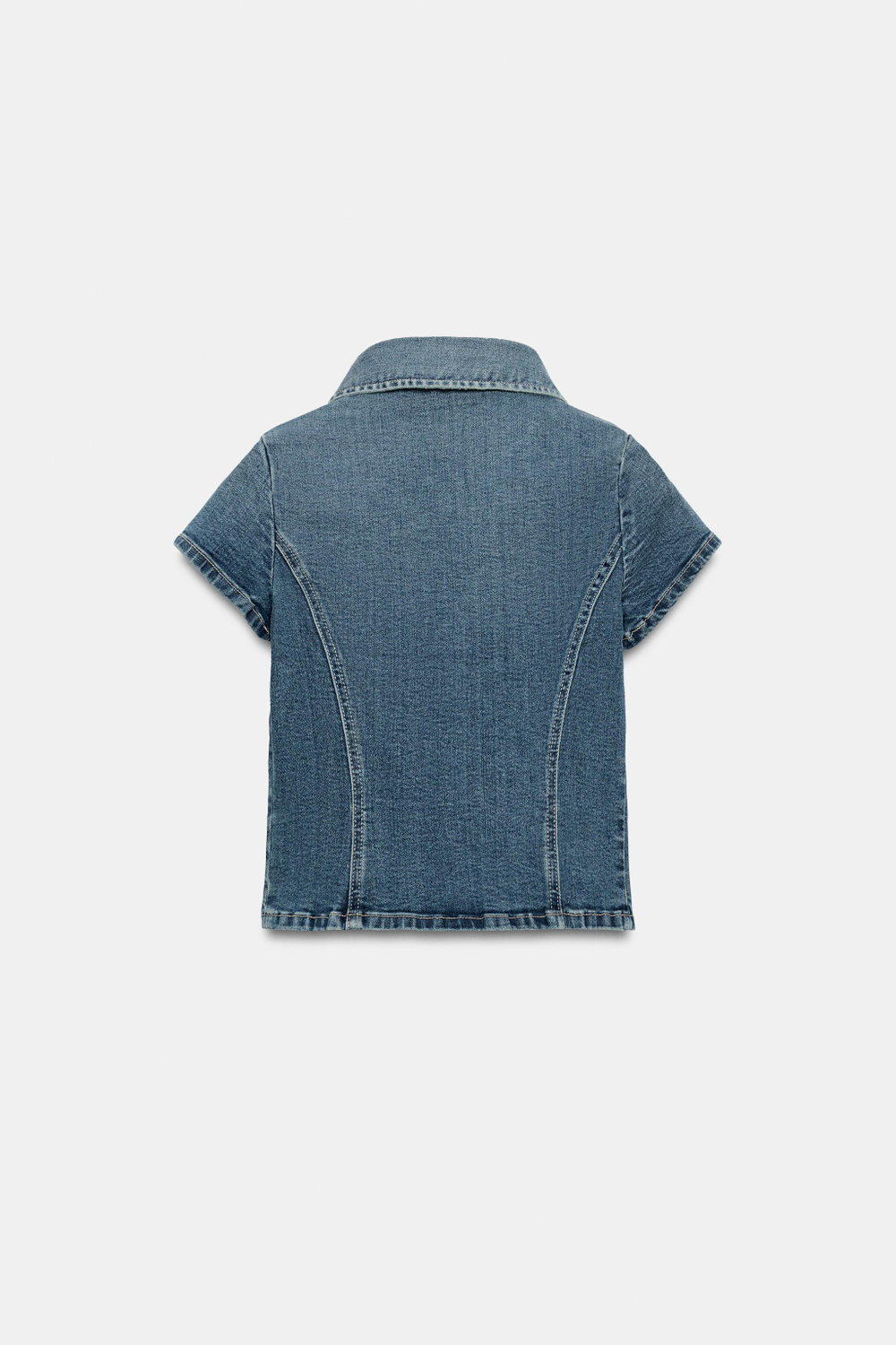 ПРИТАЛЕННАЯ ДЖИНСОВАЯ РУБАШКА TRF — ZARA