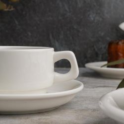 Кофейная пара 100 мл белая d 7,5 см h4,5 см фарфор Stackable P.L. Proff Cuisine [6]