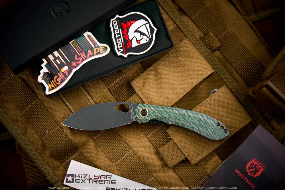Нож Vosteed Nightshade TH сталь Nitro-V BlackWash рукоять Green Micarta
