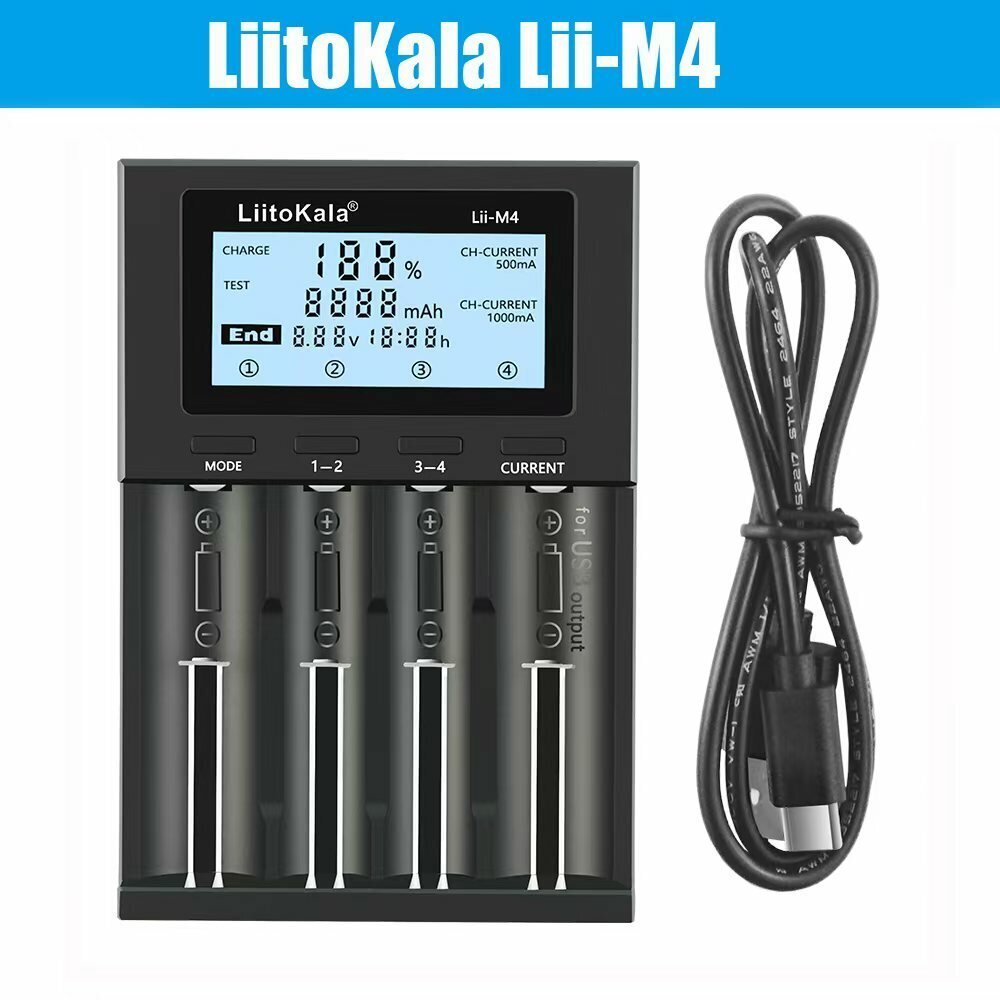 Зарядные устройства для аккумуляторов LiitoKala Lii - M4 18650, 26650, 14 500, AA, AAA и т. д.