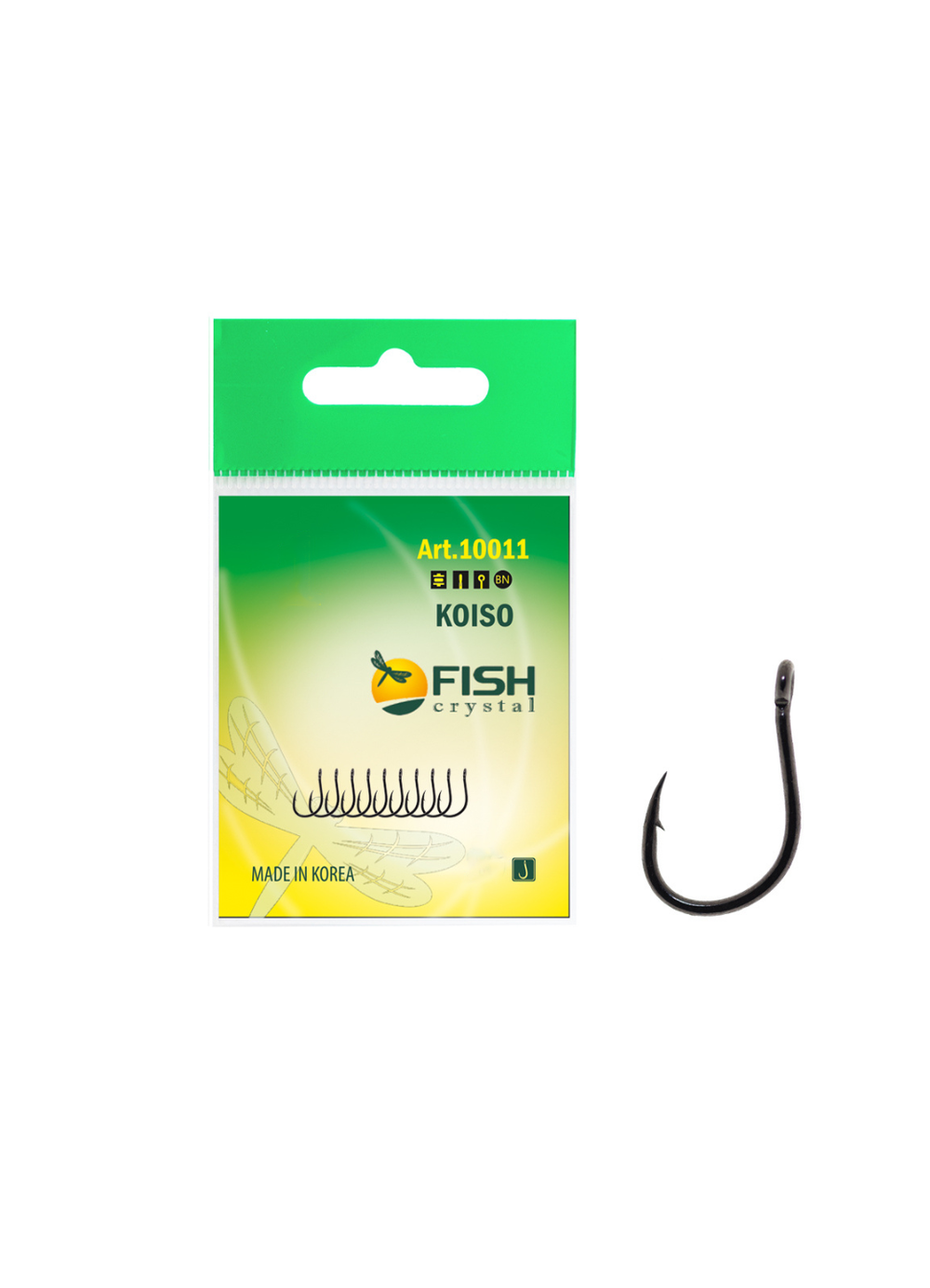 Крючок рыболовный Fish Crystal KOISO 10011 с бородкой и ушком №1 (5 упаковок)