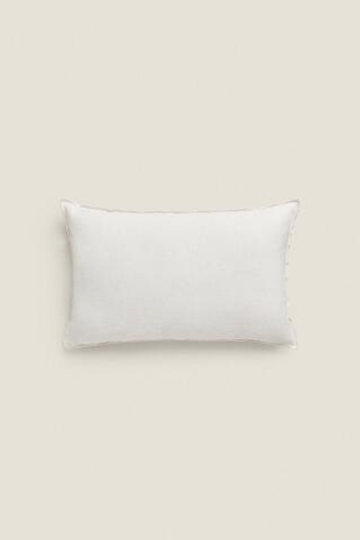 ZARA HOME ЧЕХОЛ НА ПОДУШКУ С ОВЕРЛОКОМ, БЕЛЫЙ