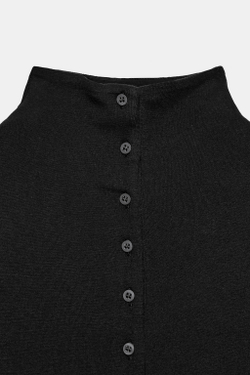 ZARA ТОП С ВОРОТНИКОМ-СТОЙКОЙ И ПУГОВИЦАМИ, ЧЕРНЫЙ