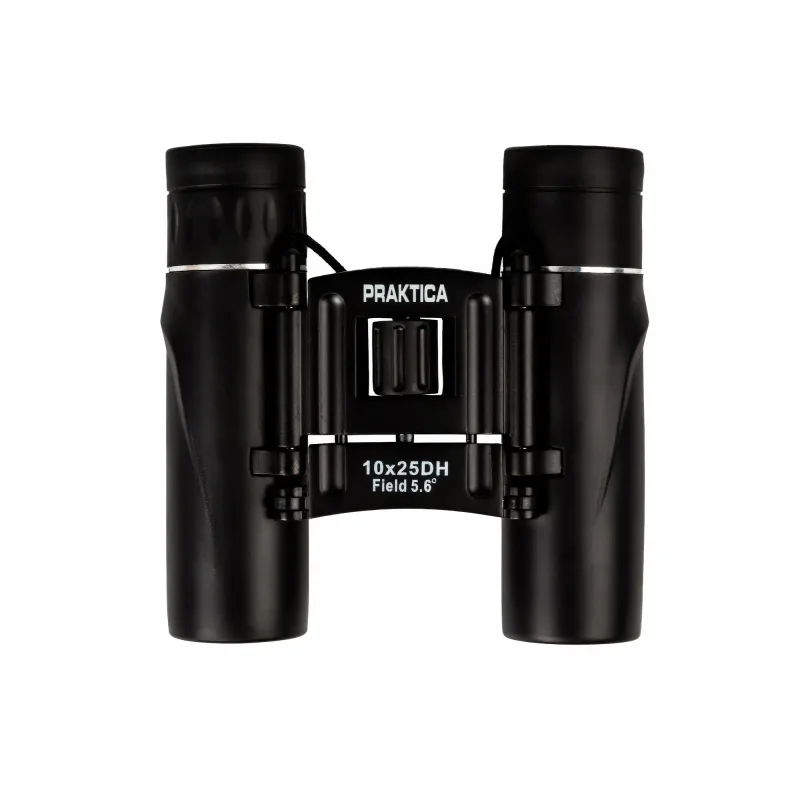 Бинокль Praktica Falcon 10x25 Black - фронтальный вид, логотип спереди