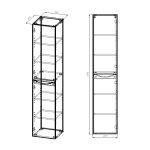 Шкаф Миа (Mia) VSC-2M170BT-L подвесной, 1700*350*350, Beton, левый,