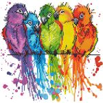 Алмазная (кристальная) мозаика Фрея, Цветные попугайчики, 40х40 см