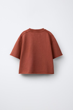 ZARA ФУТБОЛКА С ЭФФЕКТОМ ПОТЕРТОСТИ, МЕДНЫЙ