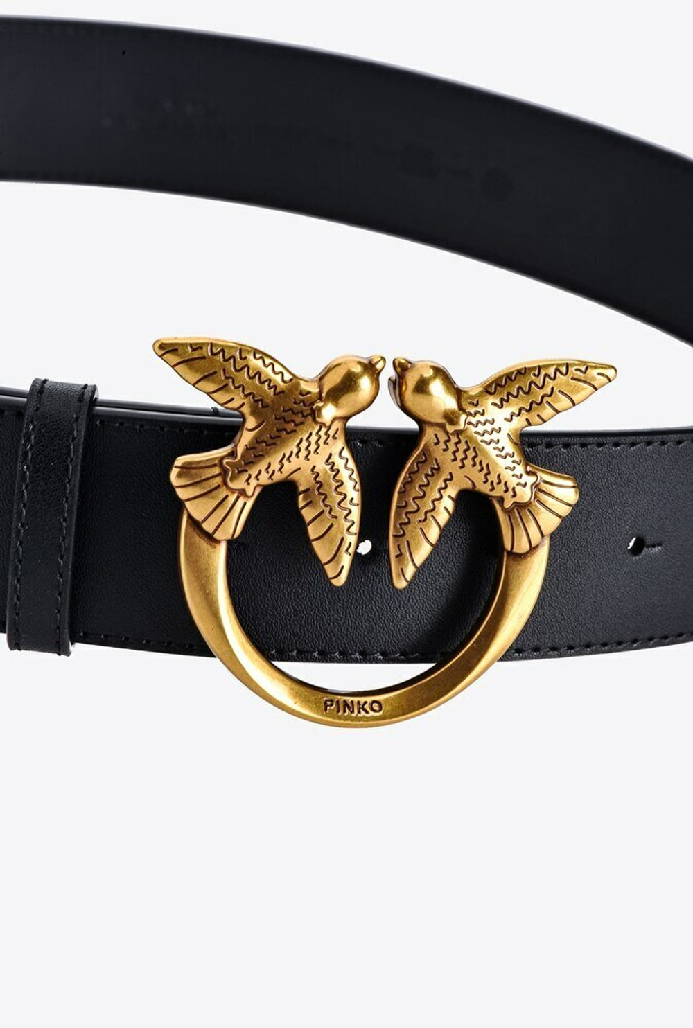 LOVE BIRDS LEATHER BELT - black–copper - S (90 см)