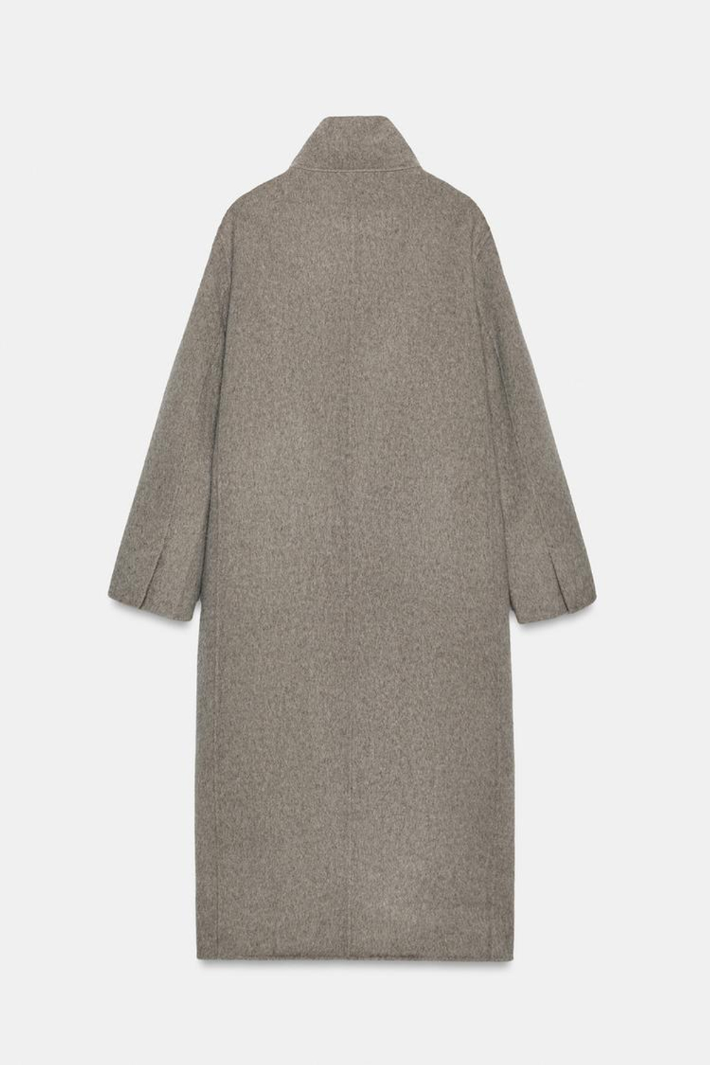 ZARA ДЛИННОЕ ШЕРСТЯНОЕ ПАЛЬТО — ZW COLLECTION, СЕРЫЙ МЕЛАНЖ