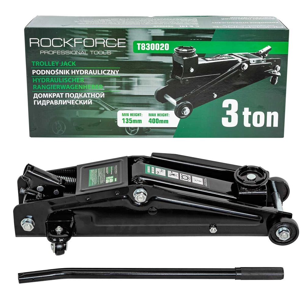 Домкрат подкатной гидравлический 3 т (h min-135mm, h max-400mm) RockForce##Rock FORCE RF-T830020