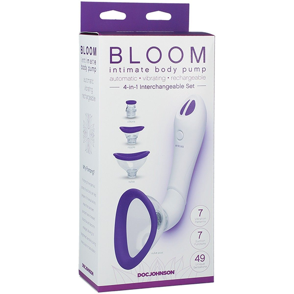 Автоматическая женская вибропомпа Bloom со сменными насадками (Цвет: белый)