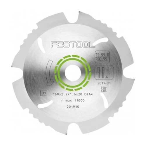 Пильный диск с алмазным зубом 160x2,2x20 DIA4 FESTOOL 201910