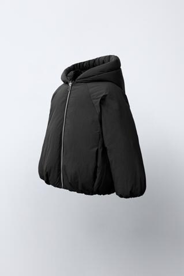 ZARA ПУХОВИК С НАПОЛНИТЕЛЕМ ИЗ ПЕРА И ПУХА WATER REPELLENT, ЧЕРНЫЙ