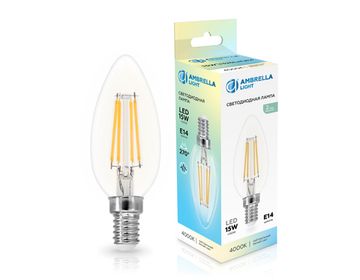 Светодиодная лампа Свеча Filament LED C35 15W E14 4000K 220-240V 351514 Bulbing Ambrella