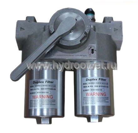 FMNDW/HC110LDD25D1.X/L24 - Линейный фильтр гидравлический сдвоенный модели FMND тонкость фильтрации 25 мкм, типоразмер 110, вид присоединения: резьба G3/4, материал корпуса - чугун, рабочее давление до 250 бар, визуально-электрический (лампа с напряжением 24В) индикатор загрязнения
