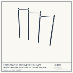 Перекладины разноуровневые для подтягивания на высокой перекладине 4104х2645 — от 43 000 ₽