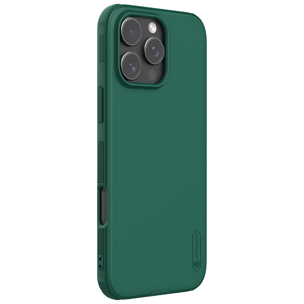 Усиленный чехол зеленого цвета (Dark Green) от Nillkin для iPhone 16 Pro, серия Super Frosted Shield Pro