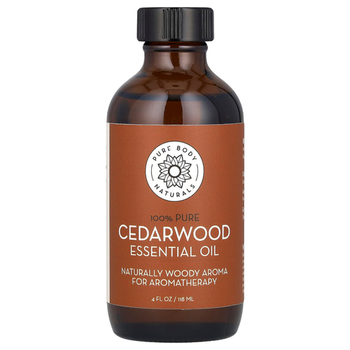 Pure Body Naturals, 100% чистое эфирное масло, кедр, 118 мл (4 жидк. унц.)