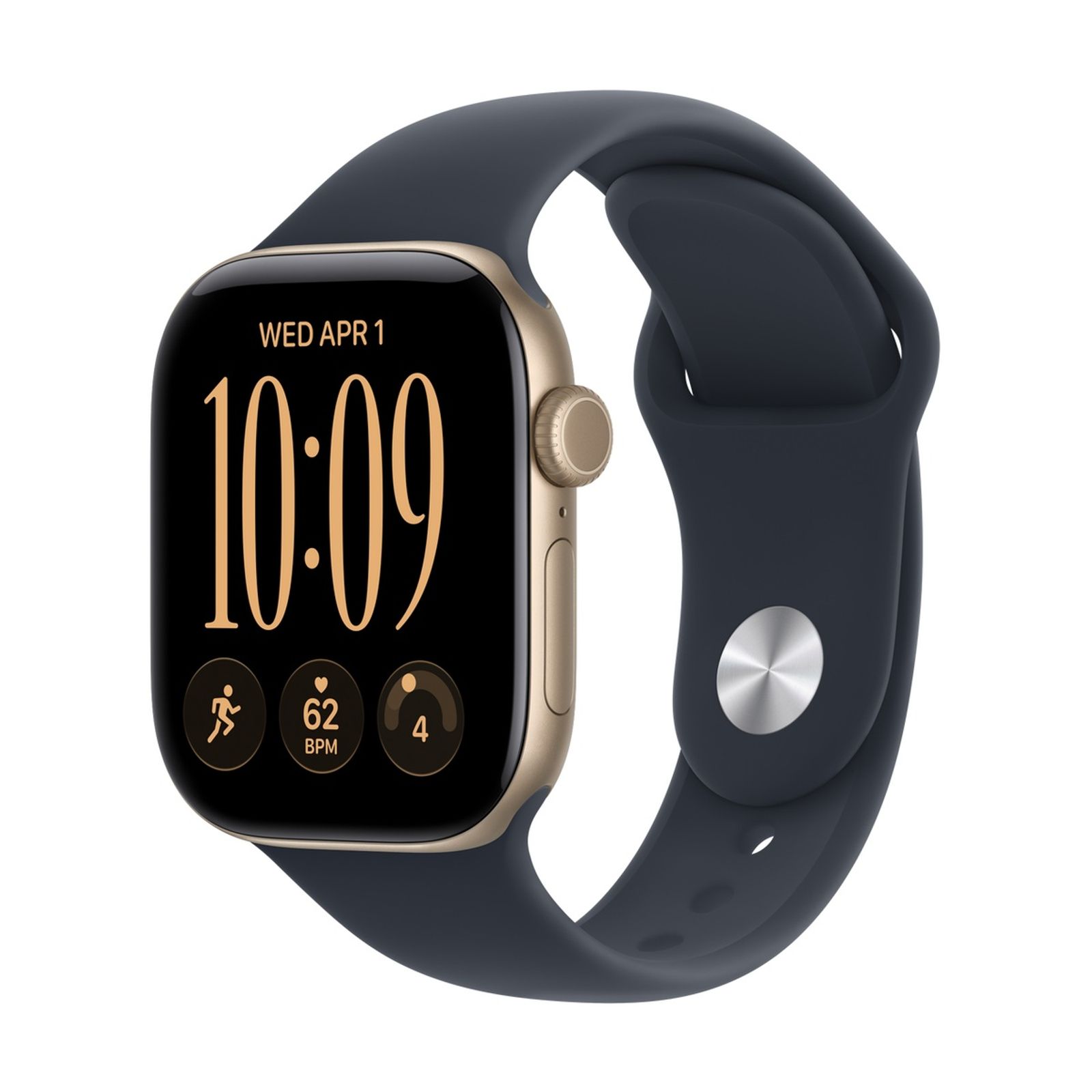 Смарт-часы Apple Watch Series 12 GPS 42mm Light Gold Aluminium, Navy Blue Sport Band, размер S/M