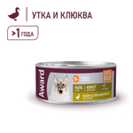 Влажный корм AWARD для взрослых кошек паштет из утки с клюквой 16 шт по 100гр