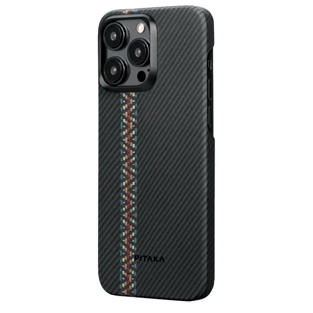 Чехол из арамидного волокна с поддержкой MagSafe PITAKA Fusion Weaving MagEZ Case 4 600D для iPhone 15 Pro Max, Rhapsody (Рапсодия)
