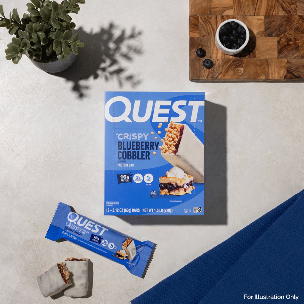 Quest Nutrition, протеиновый батончик, хрустящий пирог с голубикой, 12 батончиков по 60 г (2,12 унции)