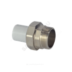 Муфта трубная PP-R комбинированная разъемная белая Дн 20х3/4" Ру25 наруж пайка/НР VALFEX 10158120