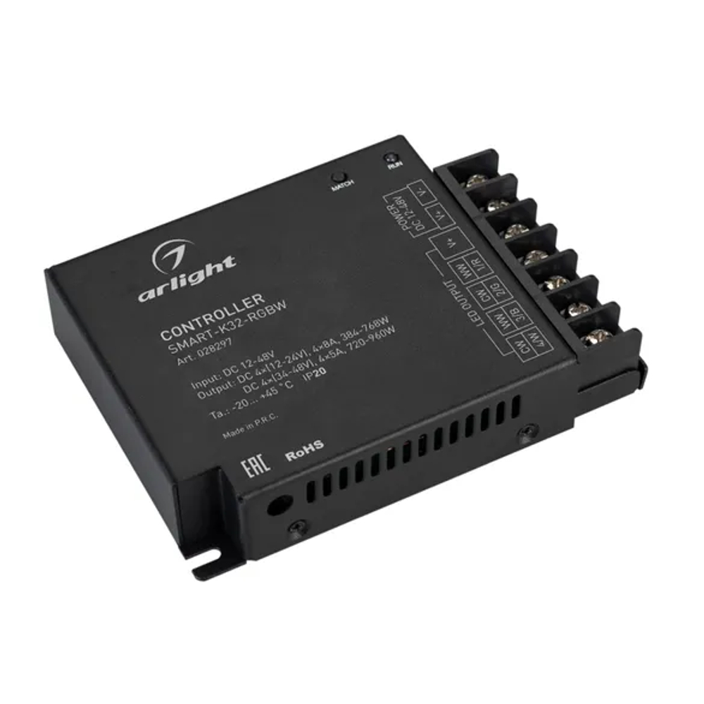 Контроллер SMART-K32-RGBW (12-48V, 4x8A, 2.4G) (Arlight, IP20 Металл, 5 лет) 028297