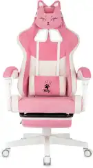 Кресло игровое Knight Kitty/F W Fabric розовый/молочный с подголов. крестов. пластик подст.для ног пластик белый