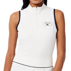 Женский топ теннисный Lacoste Ultra Dry Badge Accent Tennis Heritage - white/navy blue