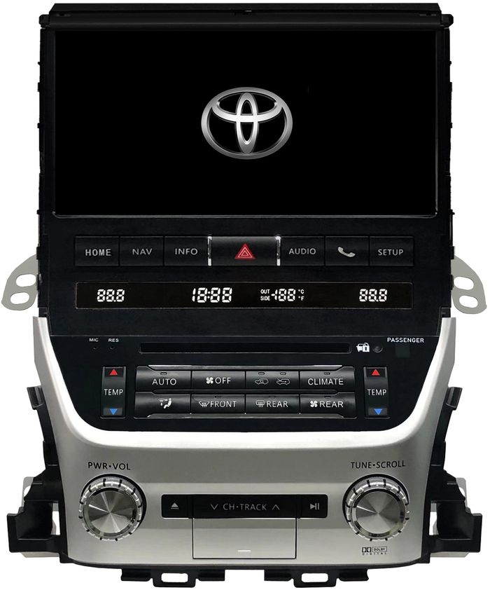 Магнитола для Toyota Land Cruiser 200 2015-2021 (без JBL) - Kuberg ZH-T1000 дисплей 10.1" на Android 12, Быстрая, CarPlay, 4G SIM-слот, блок климата в комплекте