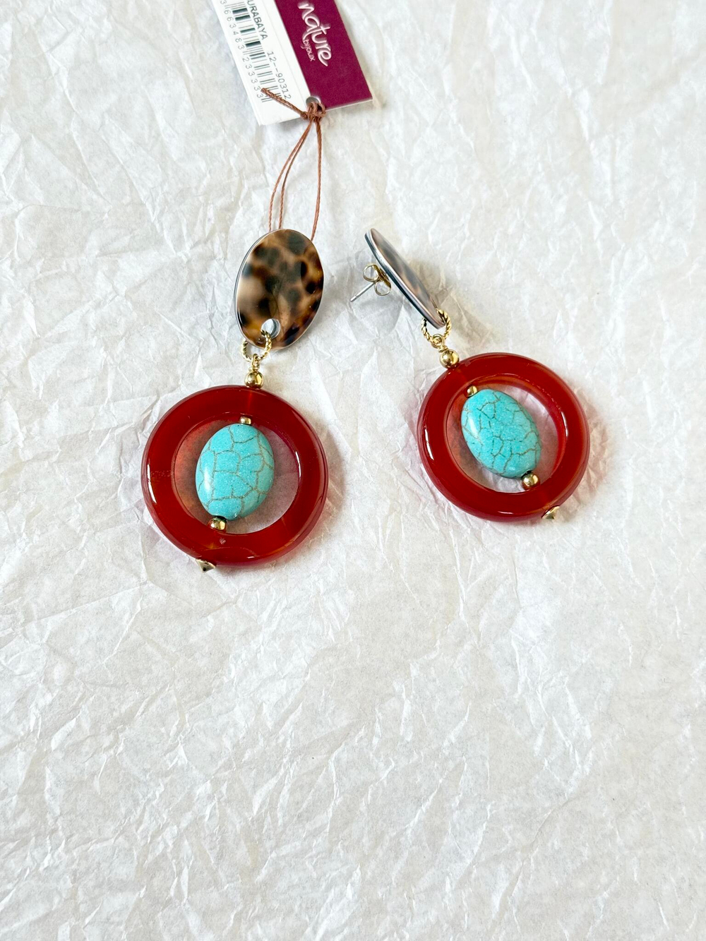Серьги Nature Bijoux, Surabaya, с агатом, говлитом и раковиной тигровой Ципреи, NB25.2-12-90312 (кор