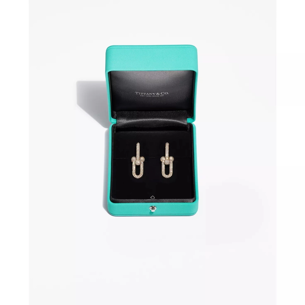 Серьги из жёлтого золота 18k с бриллиантами, Tiffany 💠 Hard Wear Large.