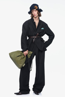 ZARA X JOHN GALLIANO БОЛЬШАЯ КОЖАНАЯ СУМКА TRI-CHIC — LIMITED EDITION, ЗЕЛЕНЫЙ ХАКИ