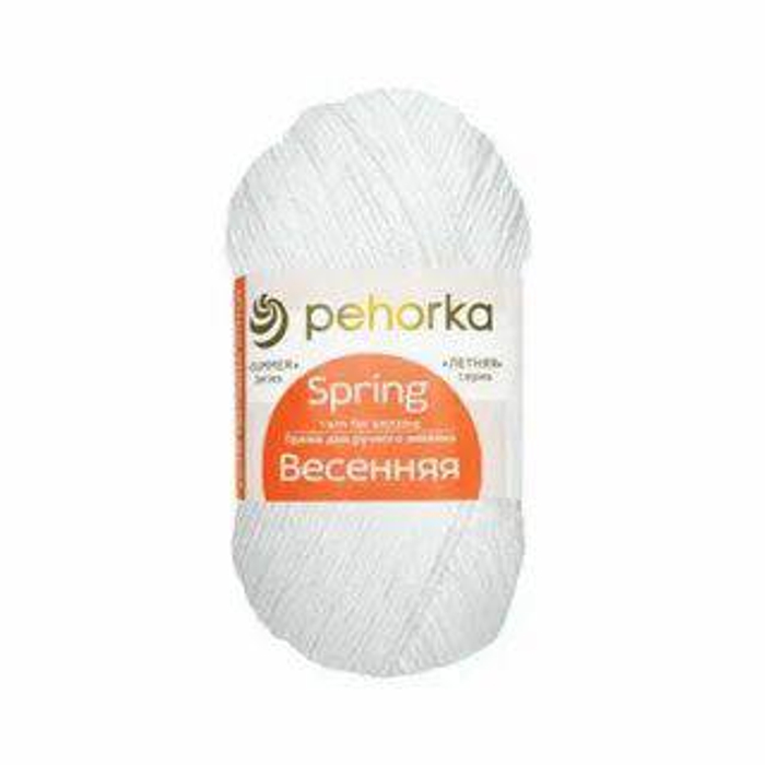 Пряжа Весенняя 01 Белый 100гр250мхлопок100%