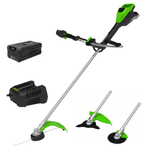 Триммер аккумуляторный Greenworks TB201H, Арт. 2112407UB, 82V, 2,0 кВт, 46 см, c трехлопастным ножом и кусторезом, бесщеточный, с АКБ 5Ач и ЗУ