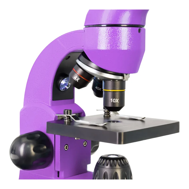 Микроскоп Levenhuk Rainbow 50L Amethyst\Аметист - объективы, предметный столик и подсветка