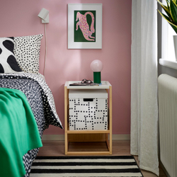 IKEA FJÄDERHARV  (ИКЕА ФЙЭДЕРХАРВ)  -  Коробка с крышкой - белая в горошек 32х35х31 см