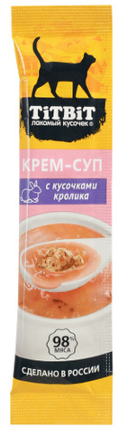 Крем-суп TITBIT для кошек с кусочками кролика - 10 гр