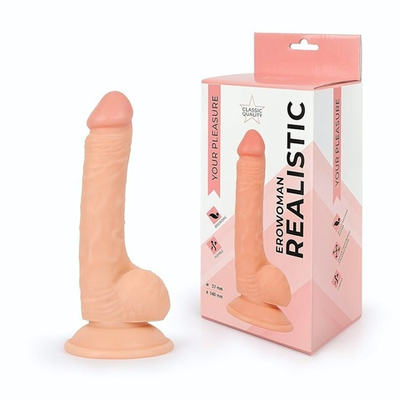 Реалистичный телесный фаллоимитатор Erowoman - 19,5 см. (Цвет: телесный)