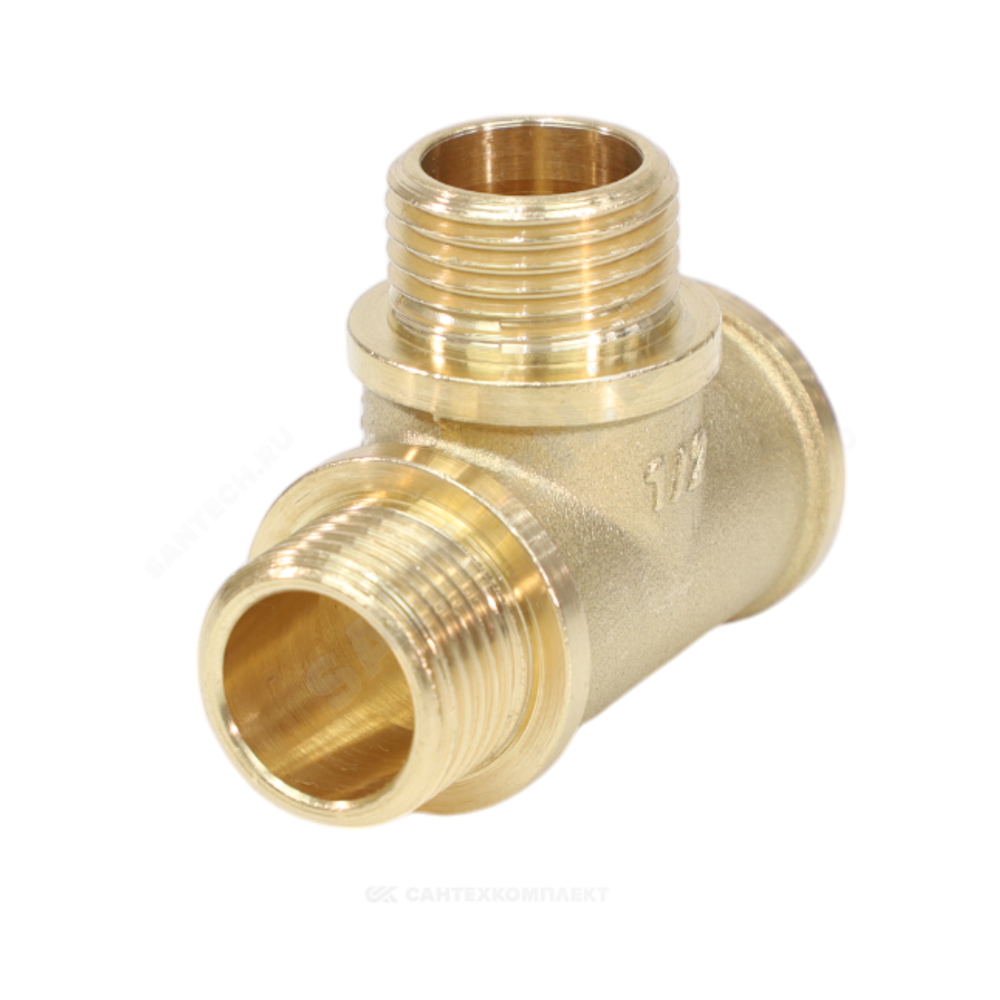 Тройник латунь переходной Ду 20х15х20 (3/4"х1/2"х3/4") ВР/НР/НР VALFEX VF.133.L.034.012.034