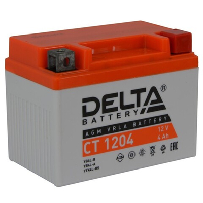 Аккумулятор DELTA Battery AGM 4 А/ч обратный R+ 114x70x87 мото EN 50 А