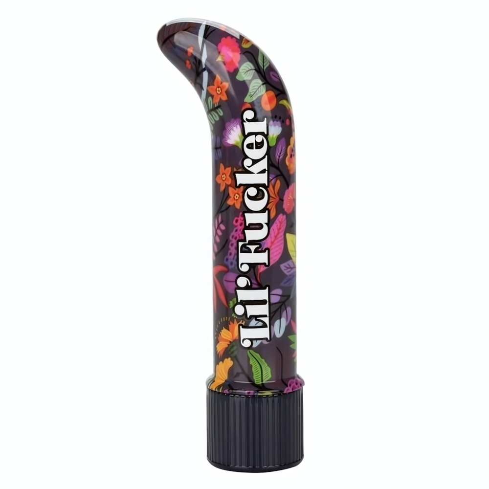 Черный мини-вибратор с цветочным принтом Lil Fucker Mini G-Spot Vibrator - 12,75 см. (Цвет: черный)