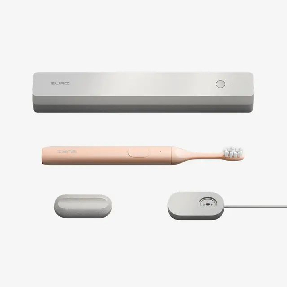 SURI Электрическая зубная щетка Electric Toothbrush with UV Light Cleaning and Charging Case and Mirror Mount, Sunset Bloom