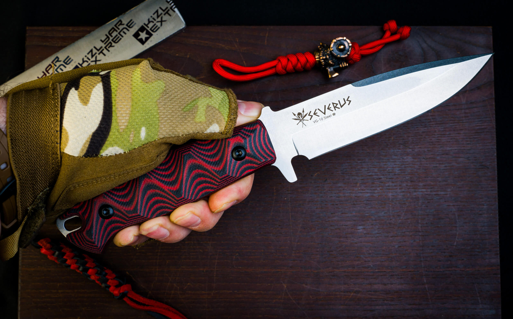 Тактический нож Severus VG-10 (Cryo) StoneWash Черно-Красный