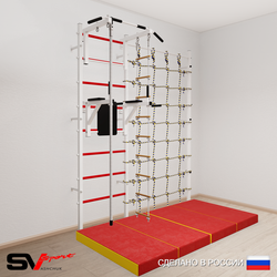 Шведская стенка Sv Sport 57540 (Турник стандарт/Брусья/Канат/Лестница/Мат 2м/Канатный лаз)