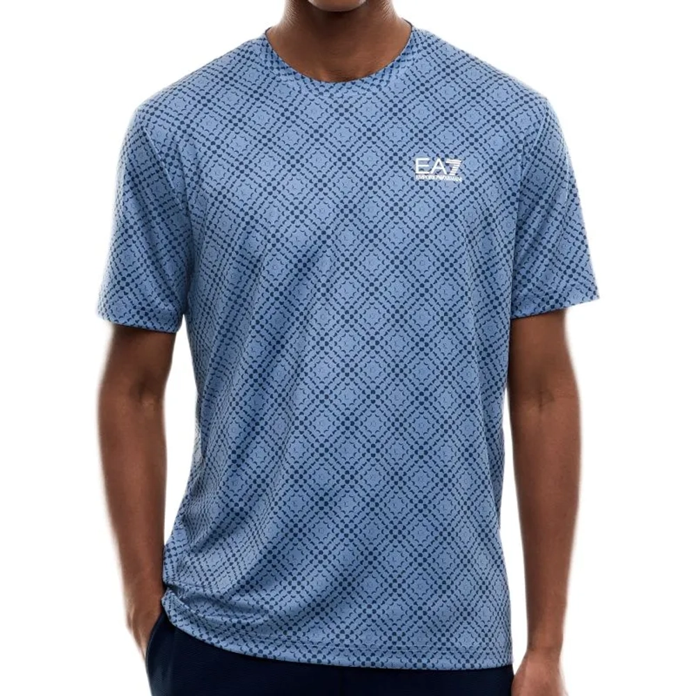 Мужская теннисная футболка EA7 Man Jersey - optical blue/china