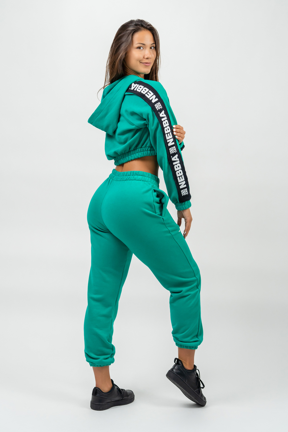 Худи CROPPED ZIP-UP HOODIE ICONIC 254 Зеленая
