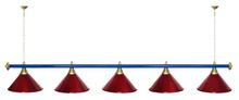 Лампа STARTBILLIARDS 5 пл. (плафоны золотые,штанга коричневая,фурнитура золото)
